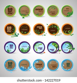 Natural Labels Set - Isolated On Gray Background - Vector Illustration, Graphic Design Editable For Your Design. Logo Symbols 