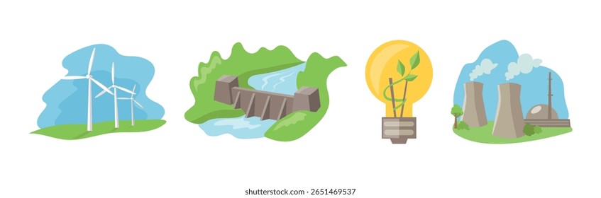 Natural and Land Resources Object and Element Vector Set