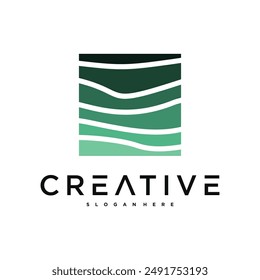 Natural landscape abstract design logo template. Premium Vector