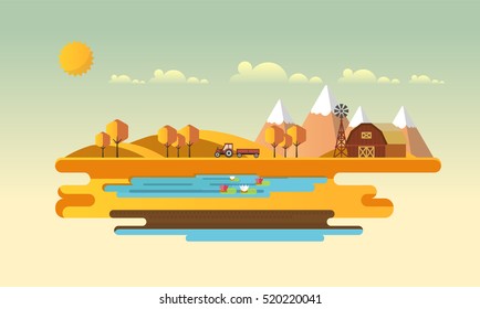 Natural landscape. Abstract Flat Vector illustration.
