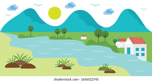 Natural Landscape Background flat design