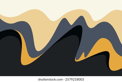 Natural Landscape background vector. Mountain in Asian poster design. Papercut Design Template