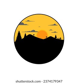 Natural landscape background vector scenery illustration