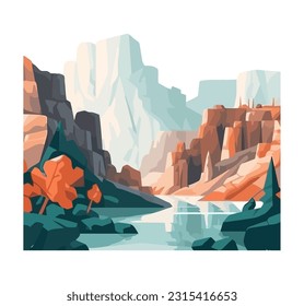 natural landscape of the canyon and river, isolated