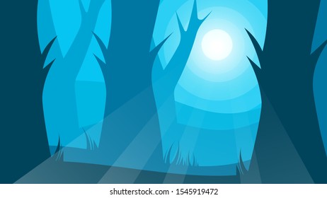 Natural Landscape Cartoon Background Vector Illustration Dense Forest