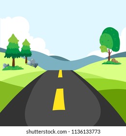 Natural landscape. Cartoon illustration style.