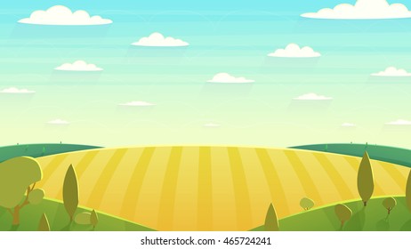 Natural landscape. Cartoon illustration style.