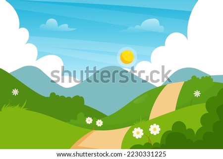Natural landscape Cartoon vector illustration	

