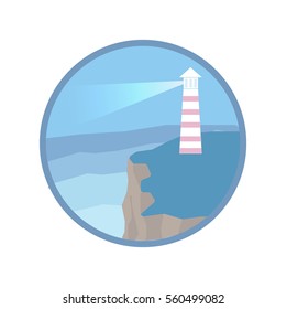 natural landscape in a circle frame vector flat icon