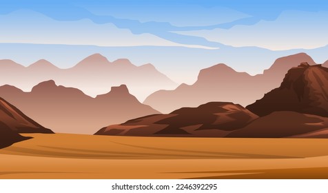 Natural landscape of desert and hills vector