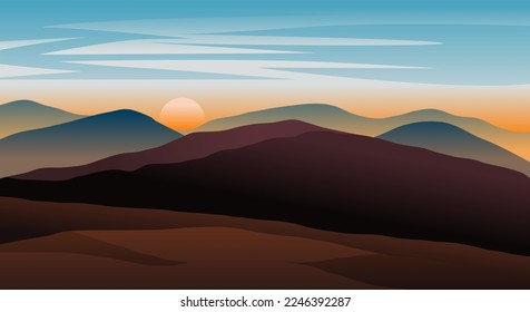 Natural landscape of desert and mountains vector
