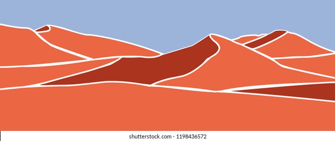 The natural landscape of the desert. Vector graphics.