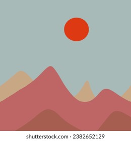 natural landscape with flat colors