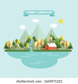 Natural landscape in the flat style. 
