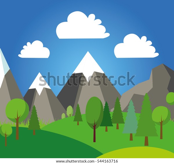 Natural Landscape Flat Style Environmentally Friendly Stock Vector ...