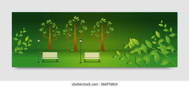 Natural landscape in the flat style.a beautiful park.Environmentally friendly natural landscape.Vector illustration
