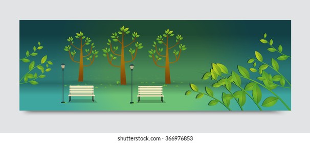 Natural landscape in the flat style.a beautiful park.Environmentally friendly natural landscape.Vector illustration