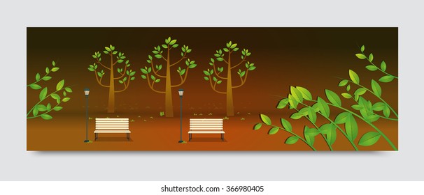 Natural landscape in the flat style.a beautiful park.Environmentally friendly natural landscape.Vector illustration