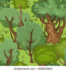 Natural landscape with forest and green trees. Seamless. Beautiful rural country side. Vector