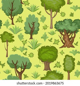 Natural landscape with forest and green trees. Seamless. Beautiful rural country side. Vector