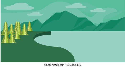 Natural landscape with green background. vektor