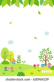 Natural landscape with green leaves background