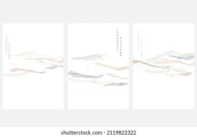 Natural Landscape With Hand Drawn Line Pattern Vector. Abstract Art Background With Mountain Forest Template. 