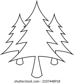 Natural Landscape Icons, Thin Line Style. Mountain forests and valleys.

