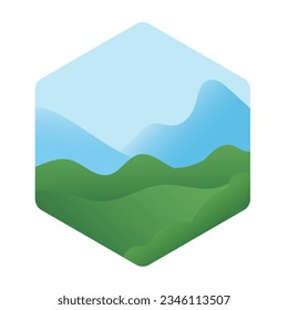 natural landscape illustration design template, with mountains and lands design.