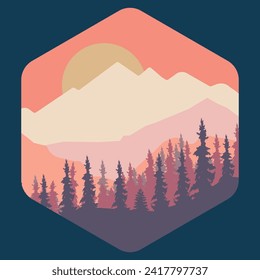 natural landscape illustration design template, with trees and mountains design. eps 10