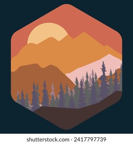 natural landscape illustration design template, with trees and mountains design. eps 10