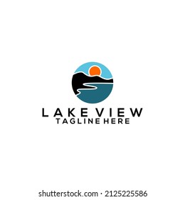 Natural Landscape Logo Design Concept of a Beautiful Lake