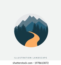 natural landscape logo design template, perfect for adventure designs
