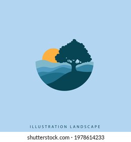 natural landscape logo design template, perfect for adventure designs