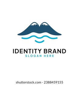 The natural landscape logo features two hills and a large lake formed within the lip design