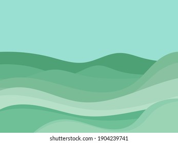 El paisaje natural en un estilo minimalista. Llanuras y montañas, campos y prados. Decoración de boho tipográfico para impresiones, afiches y diseño interior. Decoración moderna de mediados del siglo XX. Ilustración del vector