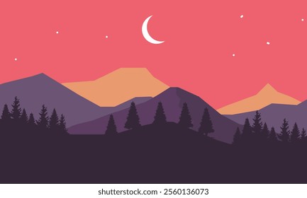 Natural Landscape Mountain view at night