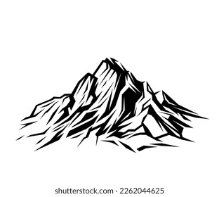 Natural landscape with mountains. Black and white image.