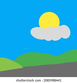 paisaje natural con montañas, nubes y sol