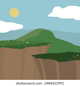 Natural landscape mountains and hills illustration