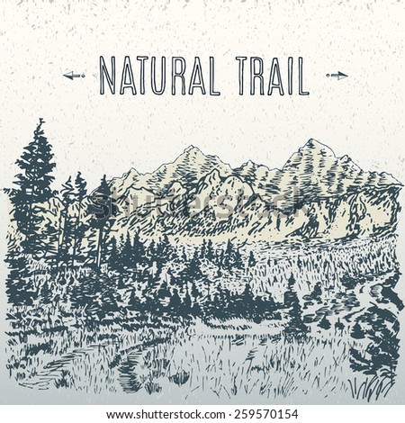 natural landscape with mountains vector illustration