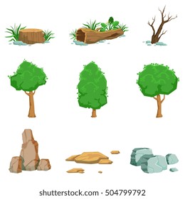 Natural Landscape Objects Set Of Detailed Icons