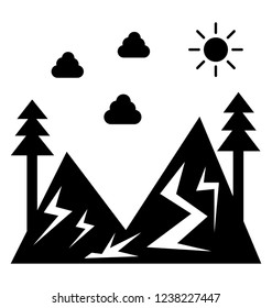 Natural landscape solid icon design