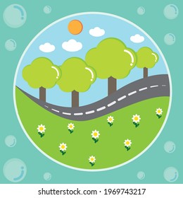 Natural Landscape Vector Bubble in Scenery View