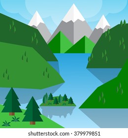 Natural landscape. Vector illustration.