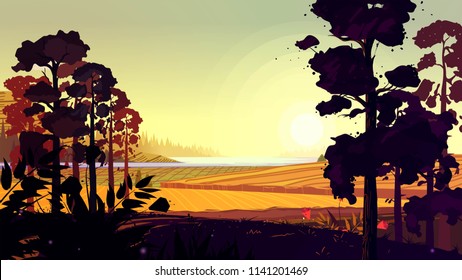 Natural landscape. Vector illustration for your design.