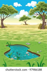 Natural landscape. Vector realistic illustration.