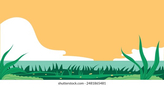 Natural landscape vector, simple, for background, poster, banner, graphics element, source, flyer, website, book, illustration, kid book, outdoor