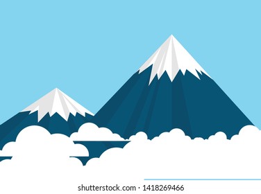 Natural landscape view of the mountain hill above the cloud level with clear blue sky