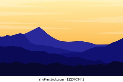 Natural landscape view mountain range with clear sky in the sunset or sunrise time 